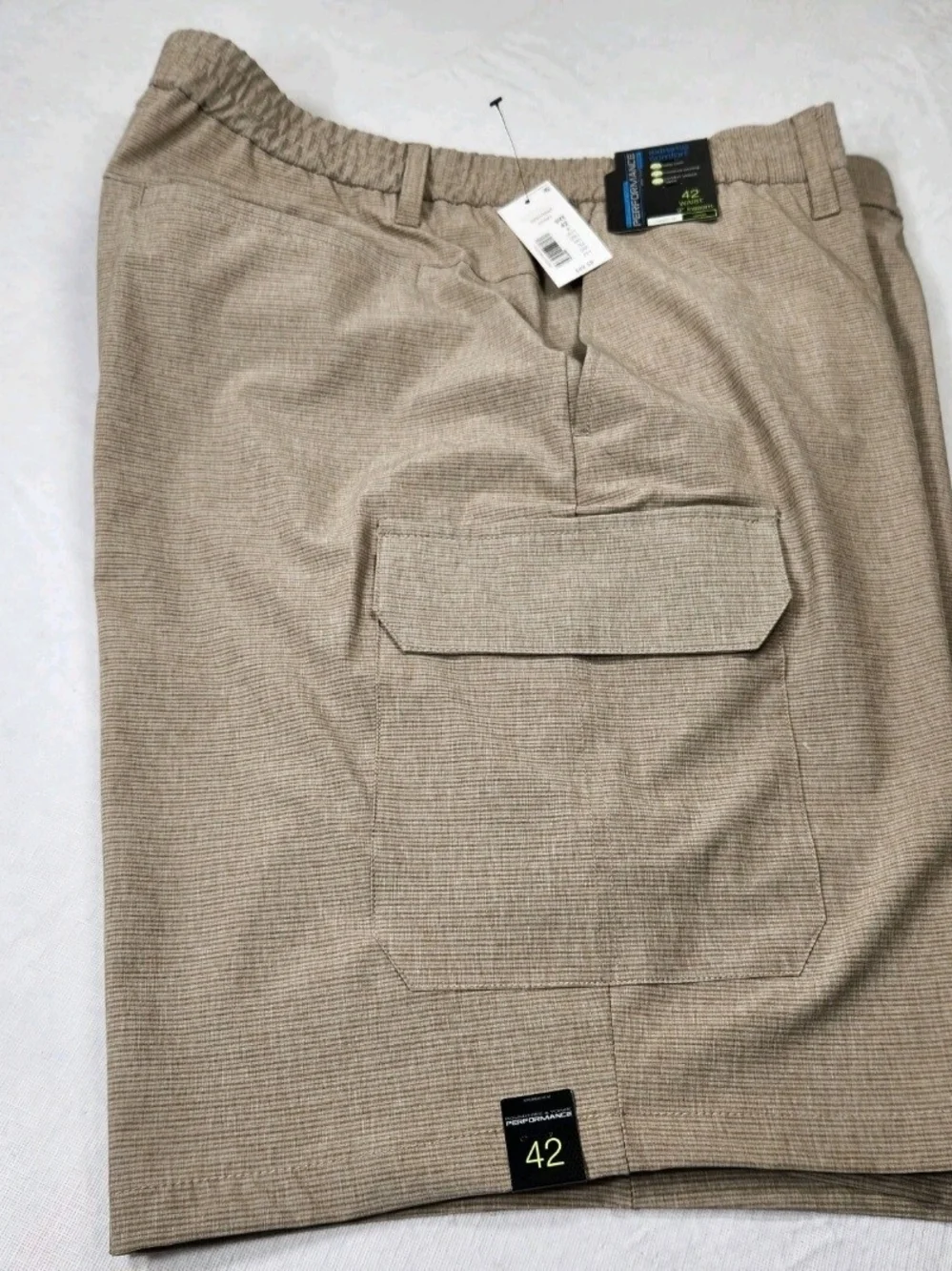 Roundtree & Yorke Mens Size 42 Performance Cargo Shorts Khaki Classic Fit 05